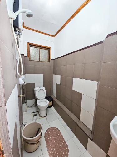 a bathroom with a toilet and a sink at Banaue Rice Homestay in Banaue