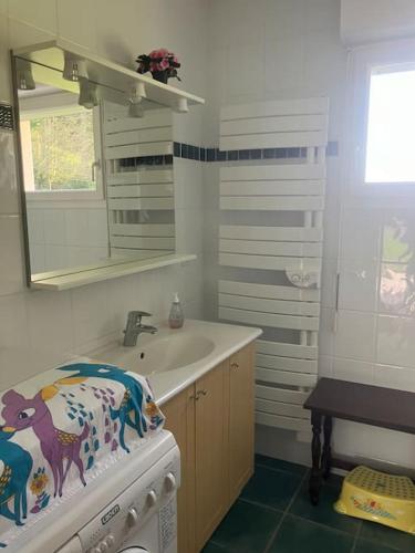 - une cuisine avec évier dans l'établissement Magnifique maison de vacances vue sur le lac, à Montperreux