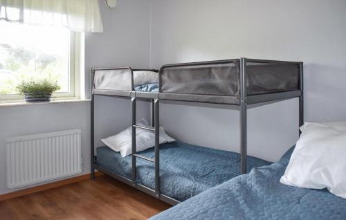 Ce lit superposé noir se trouve dans un dortoir doté d'une fenêtre. dans l'établissement 2 Bedroom Pet Friendly Home In Beddingestrand, à Beddinge Strand