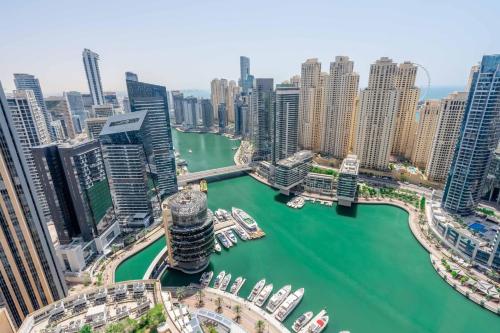 an aerial view of a river in a city at GuestReady - Marina Walk View at JW Marriott in Dubai