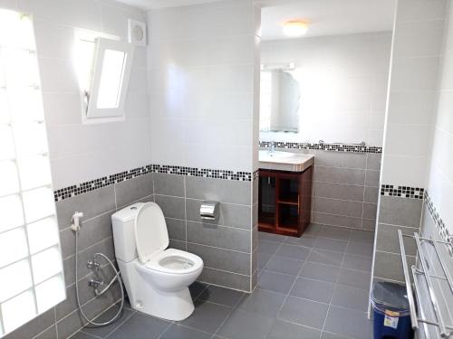 a bathroom with a toilet and a sink at Ô Bleu Azur in Antsatrakolo