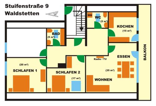 a floor plan of a building at Ferienwohnung Lange in Waldstetten