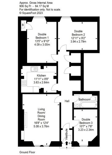 a floor plan of a building at Beautiful Ground Floor Flat near Haymarket in Edinburgh