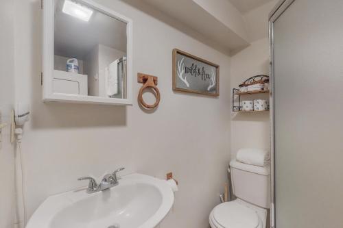 a bathroom with a sink and a toilet at Shaver Village Chalet in Shaver Lake Heights