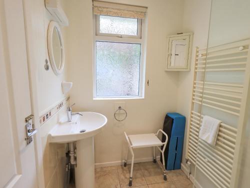La salle de bains est pourvue d'un lavabo et d'une fenêtre. dans l'établissement Fellcroft, à Ambleside