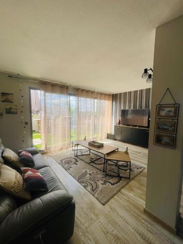 un salon avec un canapé et une table basse dans l'établissement Havre de paix à Narbonne, à Narbonne