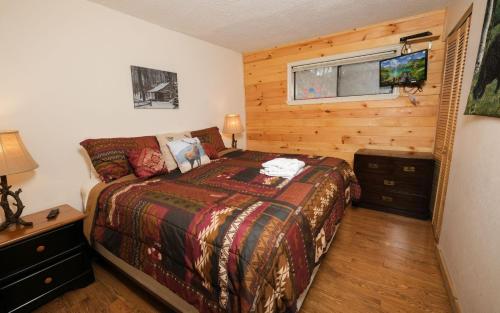 - une chambre avec un lit, une fenêtre et une télévision dans l'établissement Falling Waters, à Gatlinburg