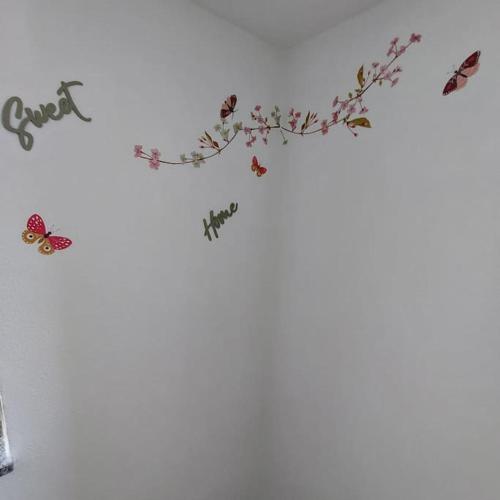 a group of butterflies on a white wall at Ferienparadies Haus Monica in Palting