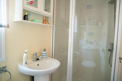 Koupelna v ubytování Daisy's luxury caravan at tattershall lakes