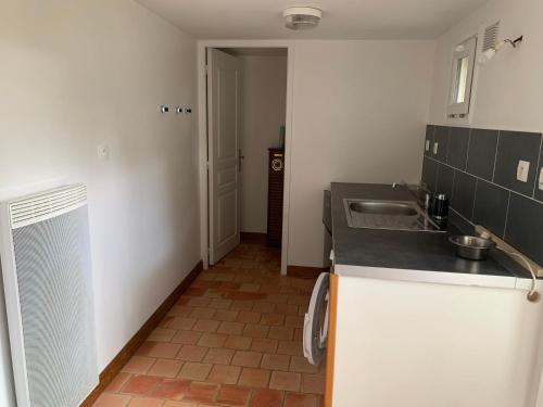 une cuisine avec un évier et un plan de travail dans l'établissement Prince Stephandis, à Princé