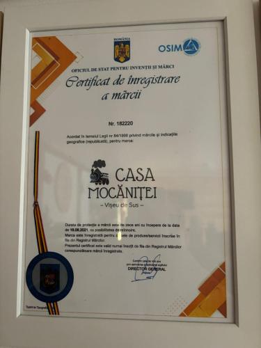 Certifikát, hodnocení, plakát nebo jiný dokument vystavený v ubytování Casa Mocanitei
