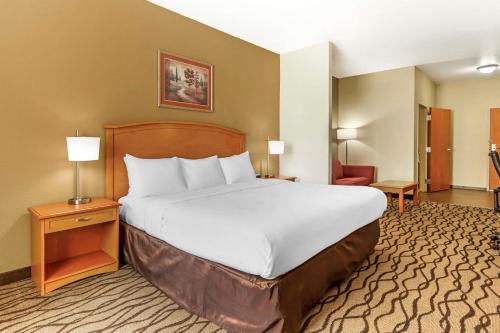 1 dormitorio con 1 cama grande y 1 habitación con silla en Comfort Inn & Suites Chesapeake - Portsmouth, en Chesapeake