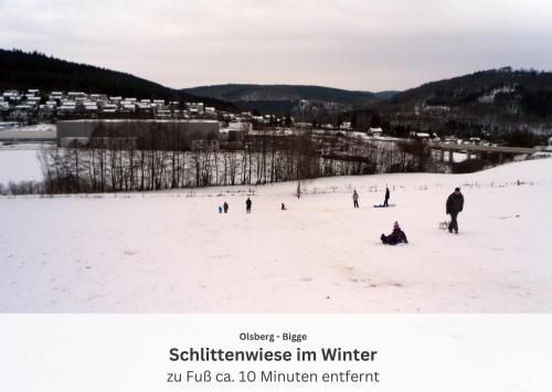 a group of people playing in the snow at Ferienwohnungen Sauerland und Olsberg in Olsberg