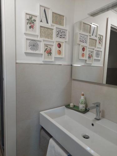 a bathroom with a white sink and a mirror at Le Stagioni in Loreto Aprutino