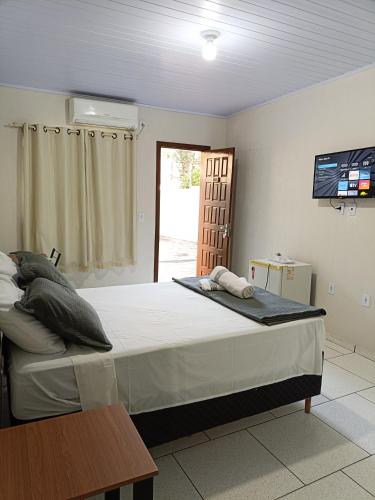 a bedroom with a large bed and a television at Della Foz in Foz do Iguaçu