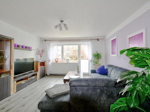 a living room with a couch and a tv at Holiday Home Ferienhaus Born by Interhome in Schieder-Schwalenberg