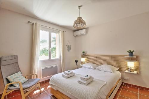 Posteľ alebo postele v izbe v ubytovaní Charmante maison de vacances près de Nîmes