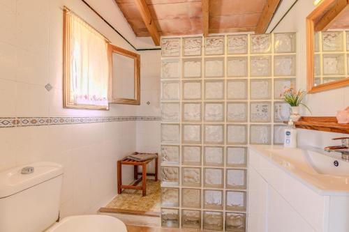 uma casa de banho com um WC e um lavatório em Finca Padre by Rentallorca em Son Servera