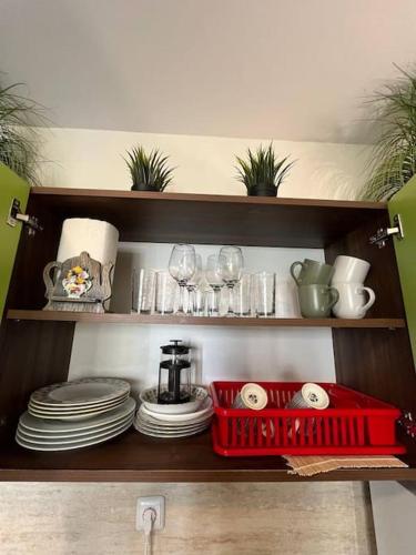 Dapur atau dapur kecil di Cascadas, Studio apartment with a pool view