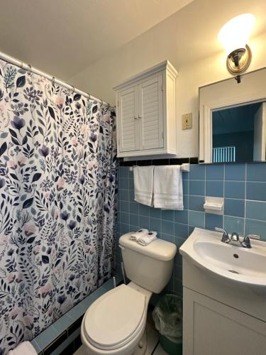 bagno con servizi igienici e lavandino di Ocean Front Paradise Resort a Melbourne