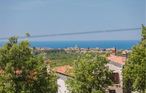 une vue d'une ville avec des arbres et l'océan dans l'établissement Gorgeous Home In Rojci With Kitchen, à Kaštelir