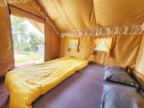 比爾的住宿－Hipostel Bir - Stay and Cafe，房间里的帐篷里的一张床位