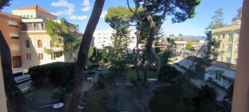 a view of a park with trees and buildings at Albergue Rosa Molas in Arrabal de Jesús