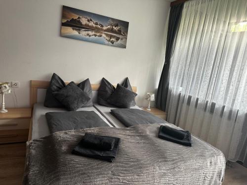 a bedroom with two beds and a window at Ferienwohnung AltePost in Bad Aussee