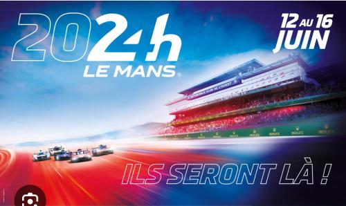 une affiche pour une course avec des voitures de course sur une piste de course dans l'établissement Maison 24h, au Mans