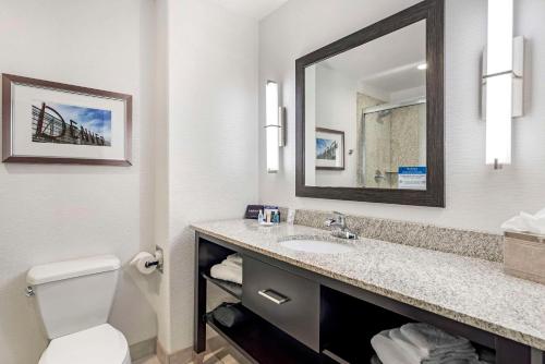 y baño con lavabo y espejo. en Comfort Inn & Suites Brighton Denver NE Medical Center, en Brighton