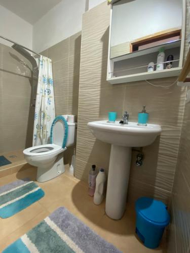 een badkamer met een witte wastafel en een toilet bij Casa Gran Danés in Santa Cruz de Tenerife