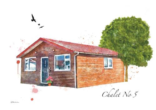 a drawing of a small house with a tree at 2Bed Chalet Sleeps 5 - Dogs Free Parking SeaView in Bridlington