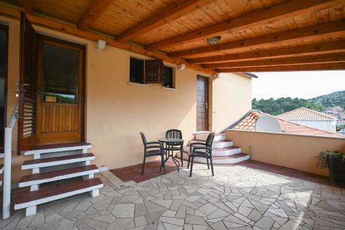 a patio with chairs and a table on a house at Apatmani Kogo in Mlini
