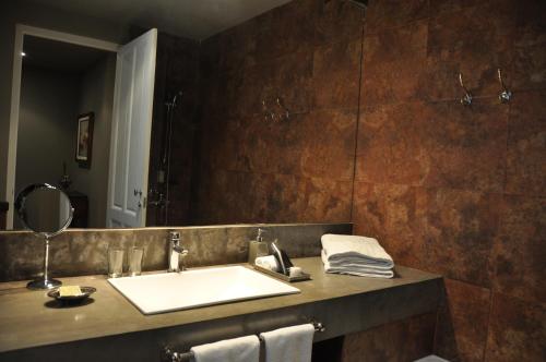a bathroom with a sink and a mirror at Legado Mitico Buenos Aires in Buenos Aires