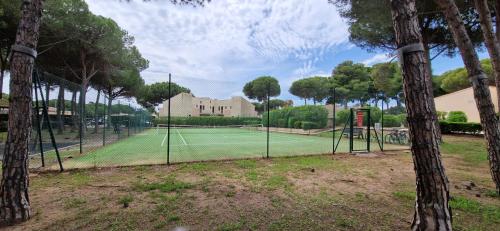 - un court de tennis dans un parc arboré dans l'établissement Studio Cap d'Agde avec piscine, tennis entièrement rénové, au Cap d'Agde