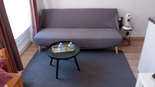 a living room with a couch and a table at Hyper centre Strasbourg in Strasbourg