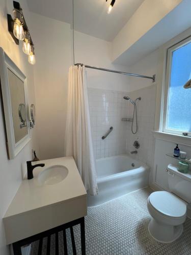a bathroom with a sink and a toilet and a tub at The Andrews Hotel in San Francisco