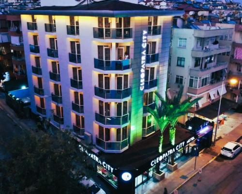 a building with a rainbow on the side of it at Cleopatra City Hotel in Alanya