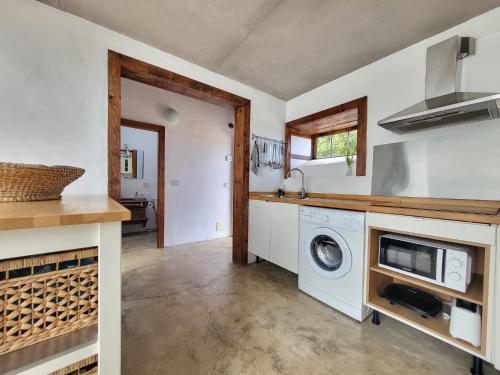 蓬塔戈爾達的住宿－Auténtica Casa Rústica Canaria，厨房配有洗衣机和洗衣机。