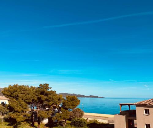 サン・フロランにあるAppartement 2 terrasses face mer de 100m2の建物から海の景色を望めます。