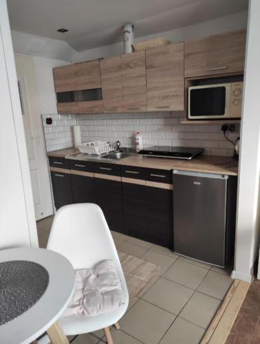 Dapur atau dapur kecil di Mazurski domek letniskowy nad jeziorem Gołdap