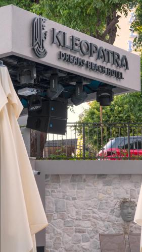 a sign that reads klezmereria draws best known at Kleopatra Dreams Beach Hotel in Alanya