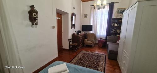 a living room with a couch and a chair at Petro's Antique House in Nicosia