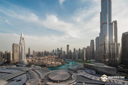 a view of a city with many tall buildings at Fashion avenue Dubai Mall -The Residence in Dubai