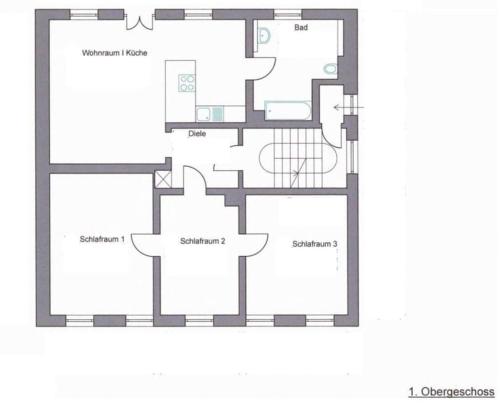 Půdorys ubytování Ferienwohnung Nippesstr 17 in Ohligs