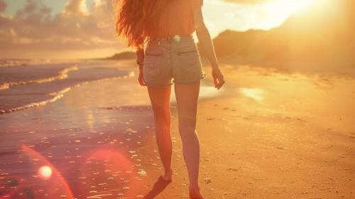 a woman walking on the beach at sunset at Aliving Colo in Raxo
