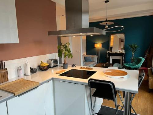 une cuisine avec un évier et un plan de travail dans l'établissement Le Repère - T2 Haut de Gamme Rouen Centre, à Rouen