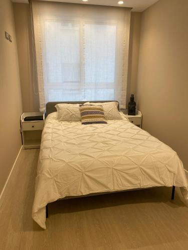 a large bed in a bedroom with a window at Apartamento Moderno Centro Bilbao in Bilbao