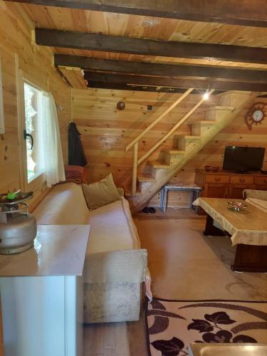 a living room with a bed and a staircase at Beco's Place in Plav