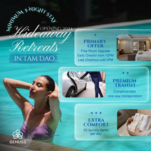 a flyer for a spa with a woman in the water at Genuss Tam Dao - Hideaway Retreats in Tam Ðảo